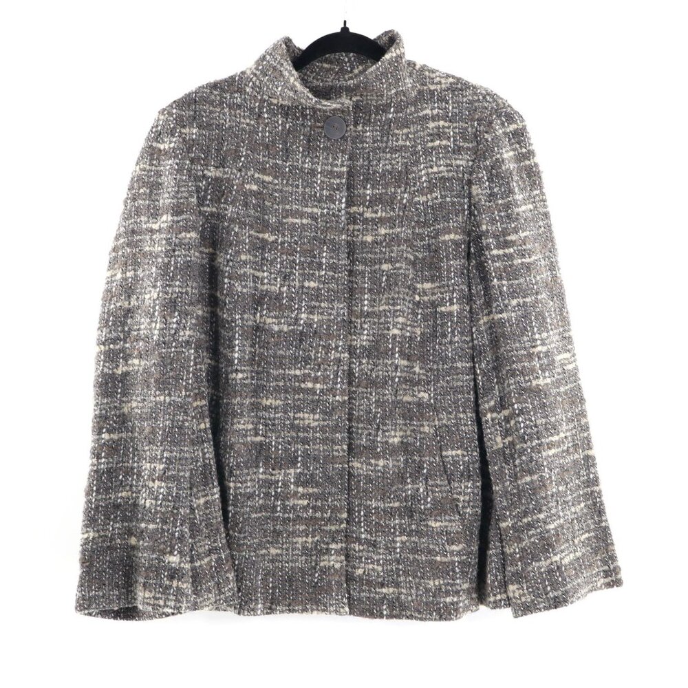 J. Jill‎ Wool Tweed Overcoat Womens L Gray Professional Classic Career Academia